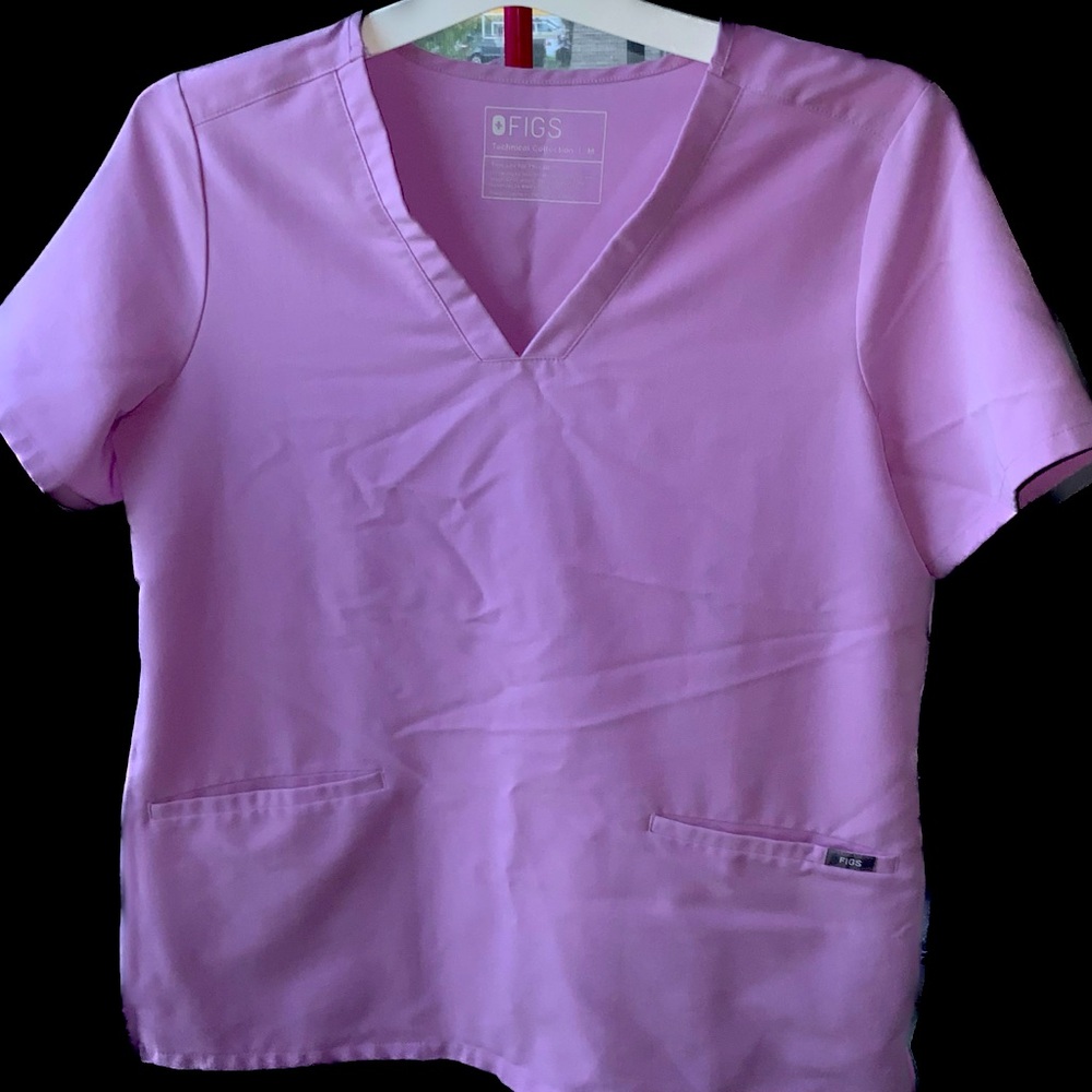 Figs Light Pink V-Neck Scrub Top